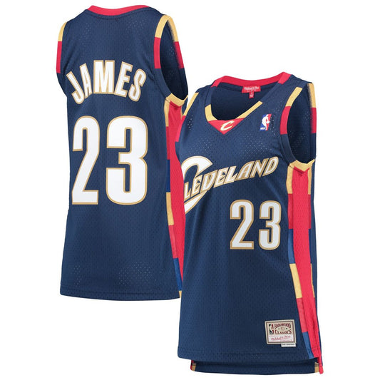 LeBron James Cleveland Cavaliers Mitchell & Ness Women's Hardwood Classics Swingman Jersey - Navy Official NBA Team Apparel Basketball Fan Gear