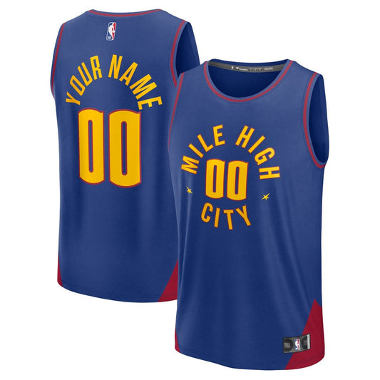 Denver Nuggets Fanatics Fast Break Custom Jersey - Statement Edition - Blue Official NBA Team Apparel Basketball Fan Gear