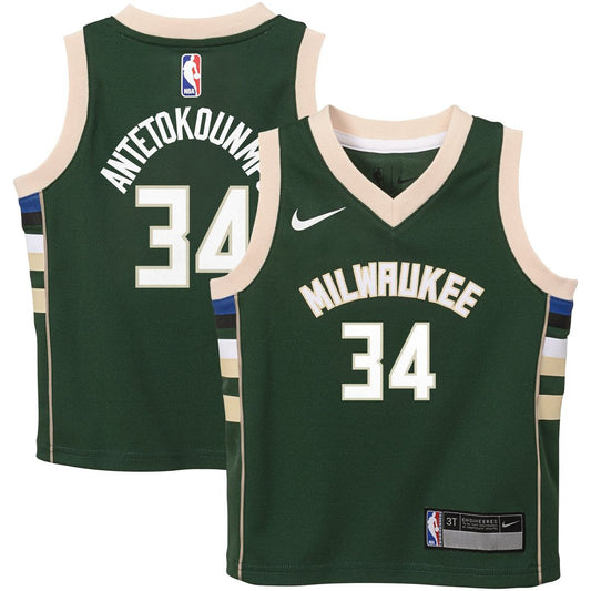 Giannis Antetokounmpo Milwaukee Bucks Nike Toddler Swingman Player Jersey - Icon Edition - Green Official NBA Team Apparel Basketball Fan Gear