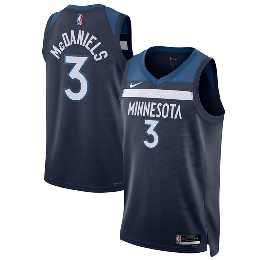 Jaden McDaniels Minnesota Timberwolves Nike Unisex Swingman Player Jersey - Icon Edition - Navy Official NBA Team Apparel Basketball Fan Gear