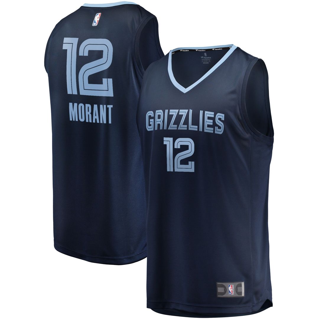 Ja Morant Memphis Grizzlies Fanatics Big & Tall Fast Break Player Jersey - Navy - Icon Edition Official NBA Team Apparel Basketball Fan Gear