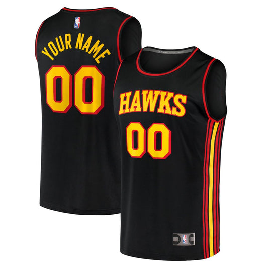 Atlanta Hawks Fanatics Fast Break Replica Custom Jersey Black - Statement Edition Official NBA Team Apparel Basketball Fan Gear