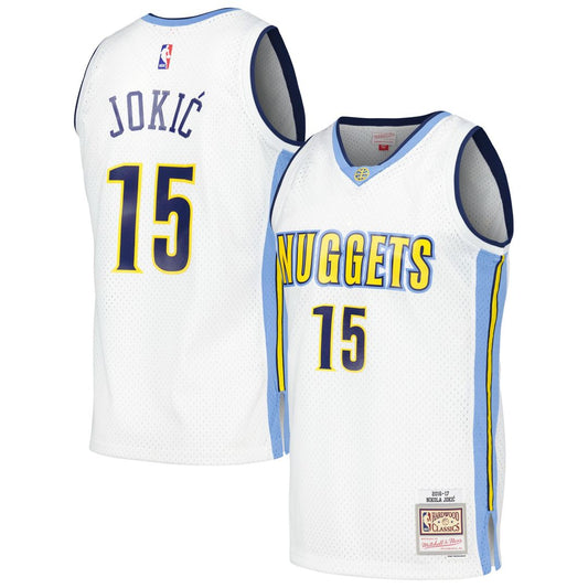 Nikola Jokic Denver Nuggets Mitchell & Ness 2016/17 Throwback Swingman Jersey - White Official NBA Team Apparel Basketball Fan Gear
