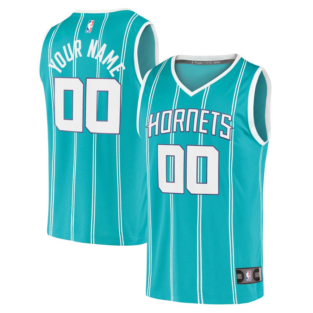 Charlotte Hornets Fanatics Fast Break Replica Custom Jersey - Icon Edition - Teal Official NBA Team Apparel Basketball Fan Gear
