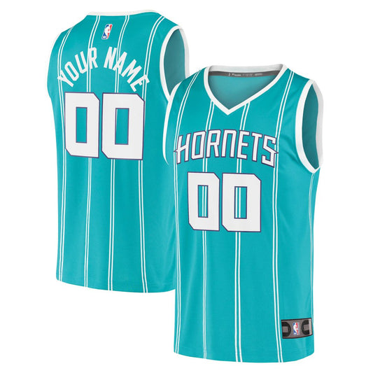 Charlotte Hornets Fanatics Fast Break Replica Custom Jersey - Icon Edition - Teal Official NBA Team Apparel Basketball Fan Gear