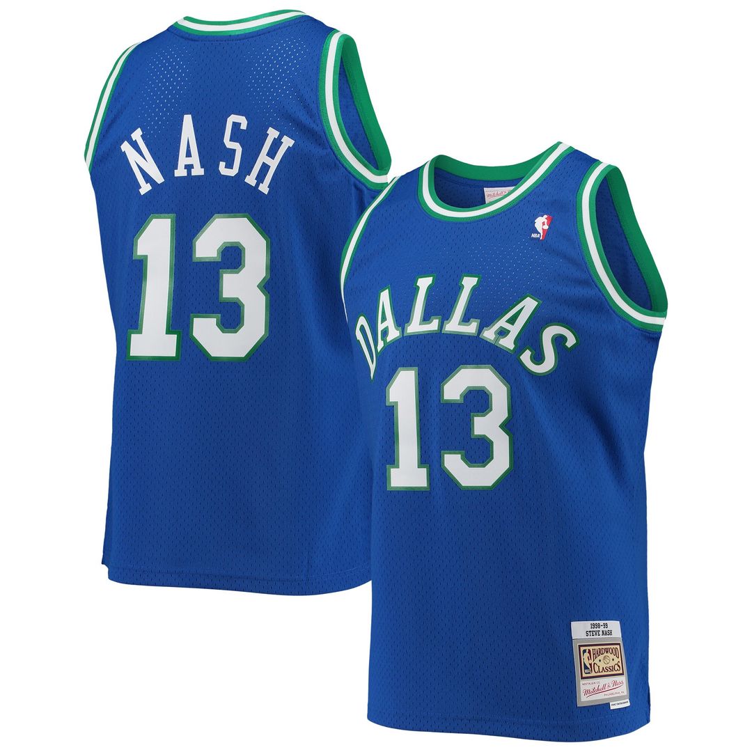 Steve Nash Dallas Mavericks Mitchell & Ness 1998/99 Hardwood Classics Swingman Jersey - Blue Official NBA Team Apparel Basketball Fan Gear