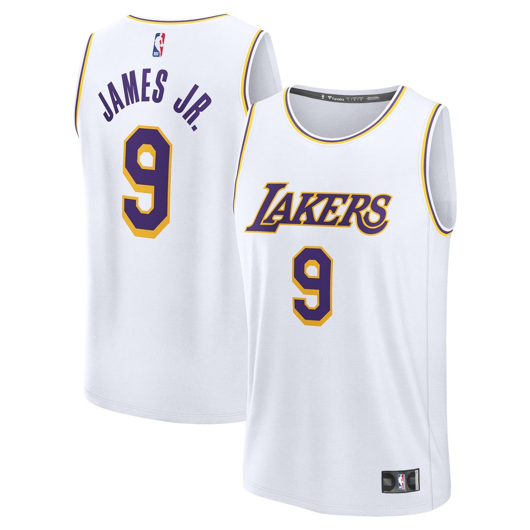 Bronny James Los Angeles Lakers Fanatics Fast Break Replica Player Jersey - Association Edition - White Official NBA Team Apparel Basketball Fan Gear