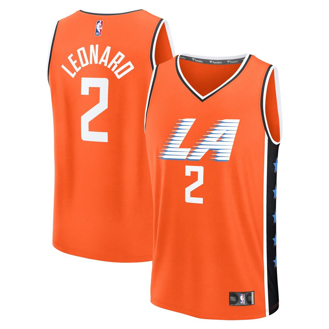 Kawhi Leonard LA Clippers Fanatics Youth 2025/26 City Edition Fast Break Jersey - Orange Official NBA Team Apparel Basketball Fan Gear