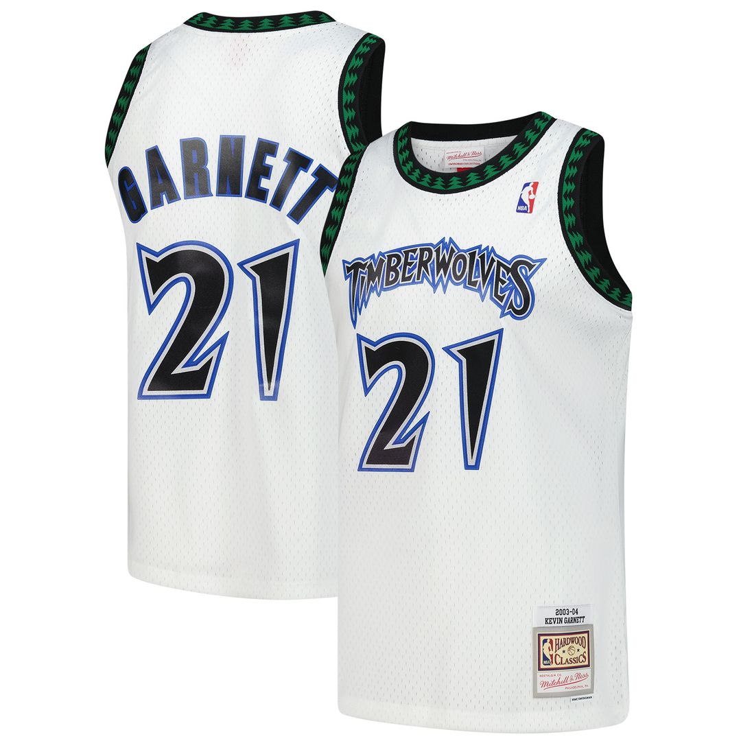 Kevin Garnett Minnesota Timberwolves Mitchell & Ness Hardwood Classics Swingman Jersey - White Official NBA Team Apparel Basketball Fan Gear