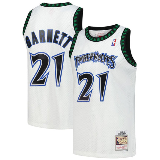 Kevin Garnett Minnesota Timberwolves Mitchell & Ness Hardwood Classics Swingman Jersey - White Official NBA Team Apparel Basketball Fan Gear