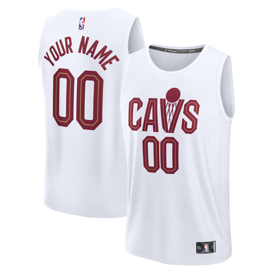 Cleveland Cavaliers Fanatics Fast Break Custom Jersey - Icon Edition - White Official NBA Team Apparel Basketball Fan Gear