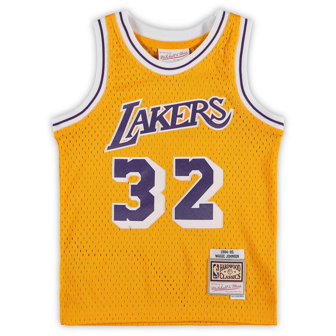Magic Johnson Los Angeles Lakers Mitchell & Ness Preschool 1984-1985 Hardwood Classics Throwback Team Jersey - Gold Official NBA Team Apparel Basketba