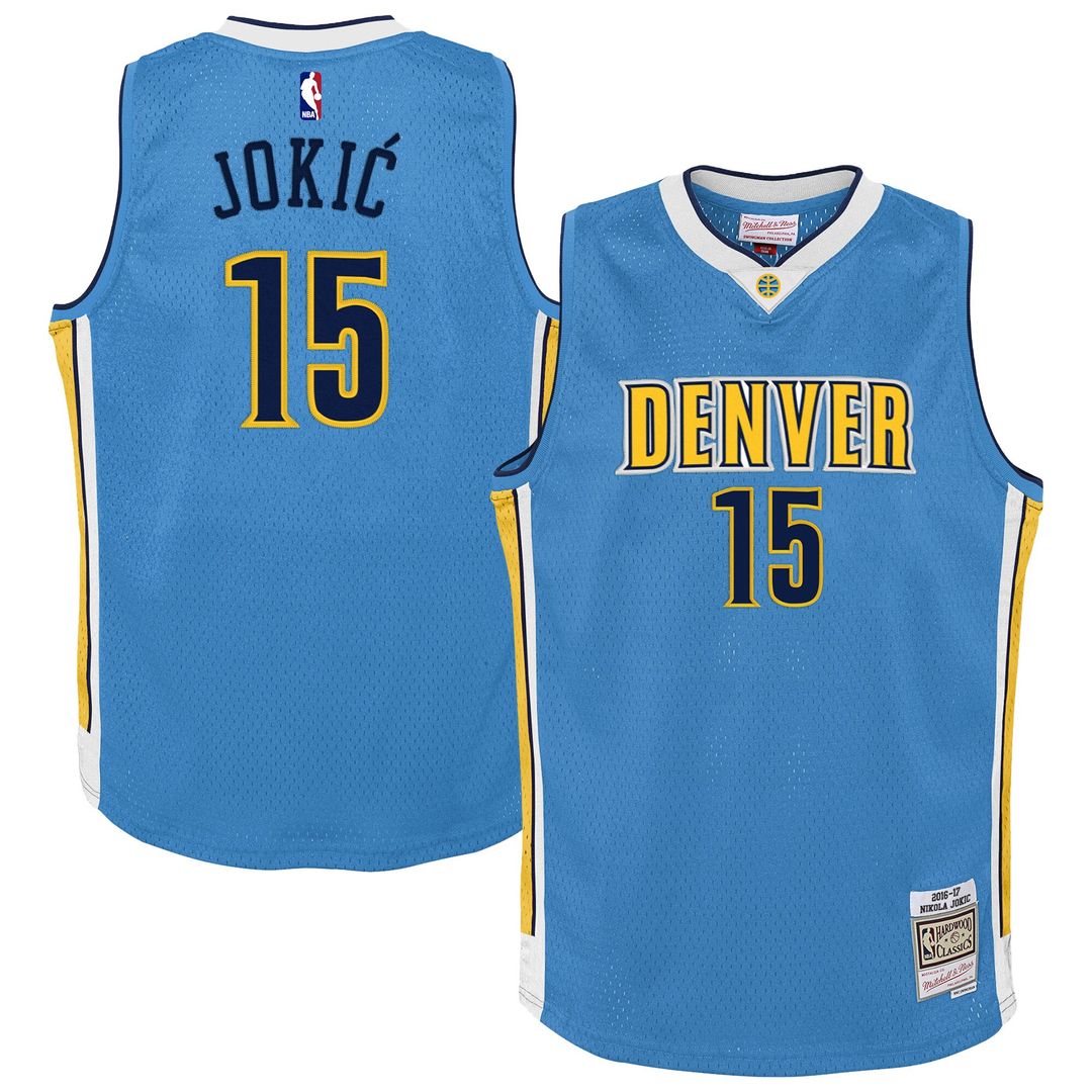 Nikola Jokic Denver Nuggets Mitchell & Ness Youth 2016/17 Hardwood Classics Swingman Jersey - Light Blue Official NBA Team Apparel Basketball Fan Gear