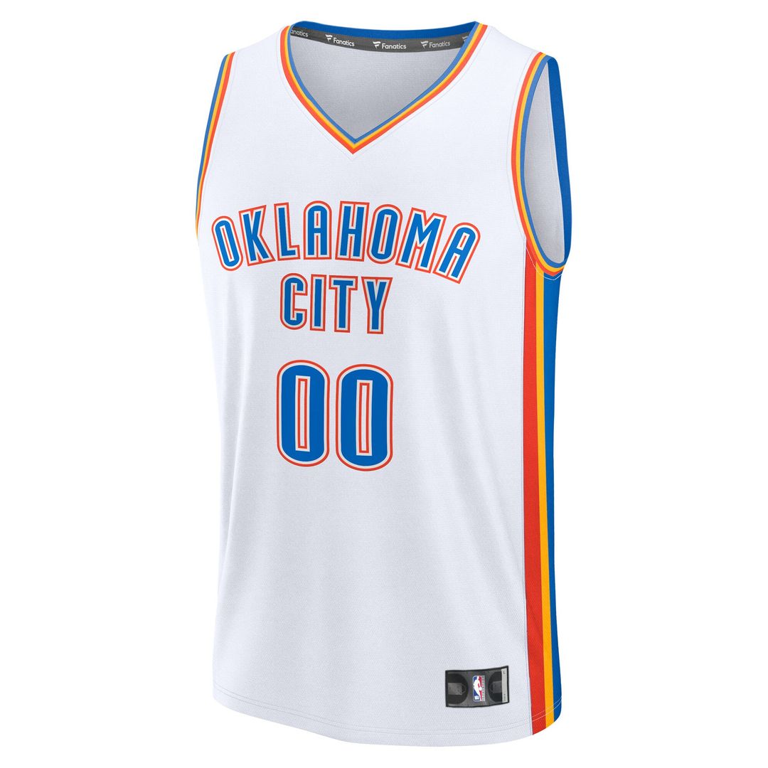 Oklahoma City Thunder Fanatics Fast Break Custom Jersey - Association Edition - White Official NBA Team Apparel Basketball Fan Gear