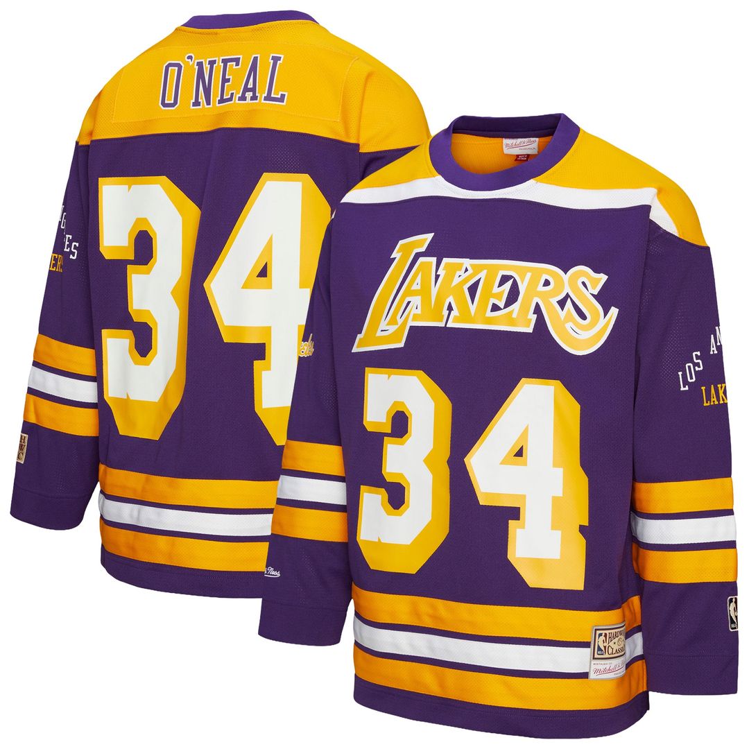 Shaquille O'Neal Los Angeles Lakers Mitchell & Ness Unisex Maxxed Out Fashion Hockey Jersey - Purple Official NBA Team Apparel Basketball Fan Gear