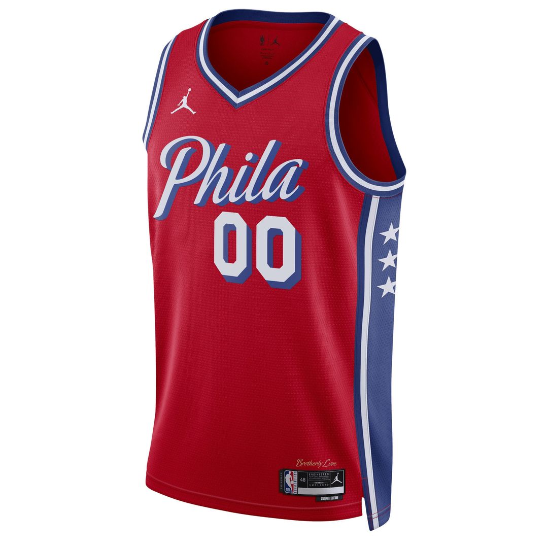 Philadelphia 76ers Jordan Brand Unisex 2022/23 Swingman Custom Jersey - Statement Edition - Red Official NBA Team Apparel Basketball Fan Gear
