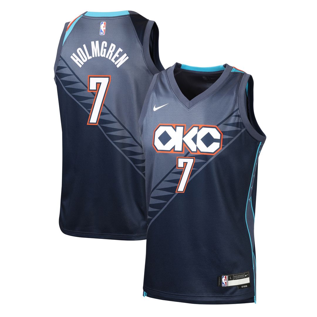 Chet Holmgren Oklahoma City Thunder Nike Youth 2025/26 City Edition Swingman Jersey - Navy Official NBA Team Apparel Basketball Fan Gear