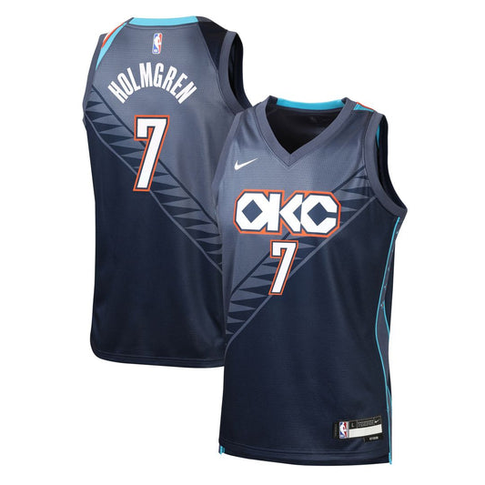 Chet Holmgren Oklahoma City Thunder Nike Youth 2025/26 City Edition Swingman Jersey - Navy Official NBA Team Apparel Basketball Fan Gear