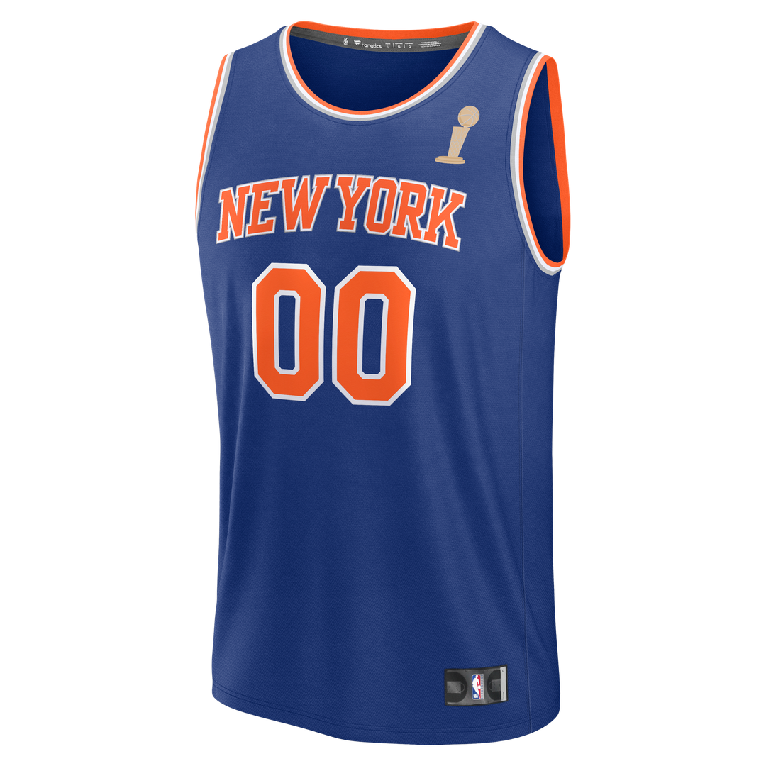 New York Knicks Fanatics 2026 NBA Finals Champions Fast Break Custom Jersey - Icon Edition - Blue Official NBA Team Apparel Basketball Fan Gear