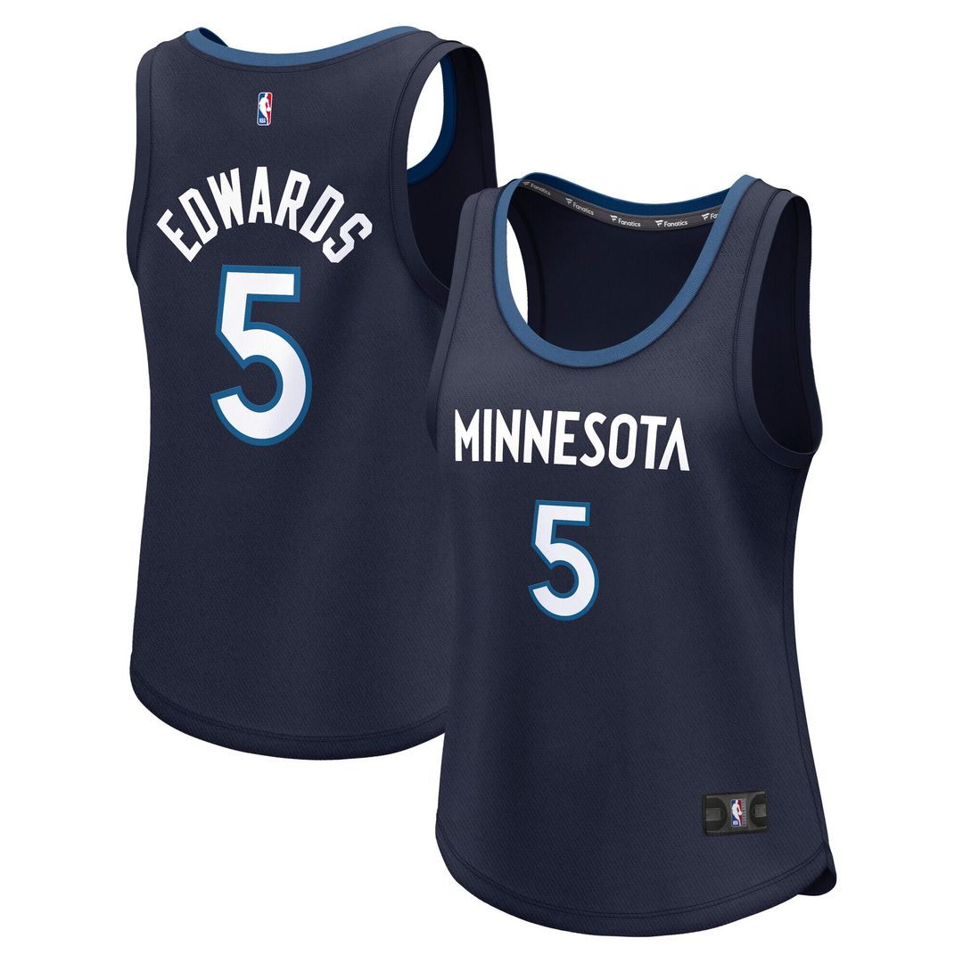 Anthony Edwards Minnesota Timberwolves Fanatics Women's Fast Break Player Jersey - Icon Edition - Navy Official NBA Team Apparel Basketball Fan Gear