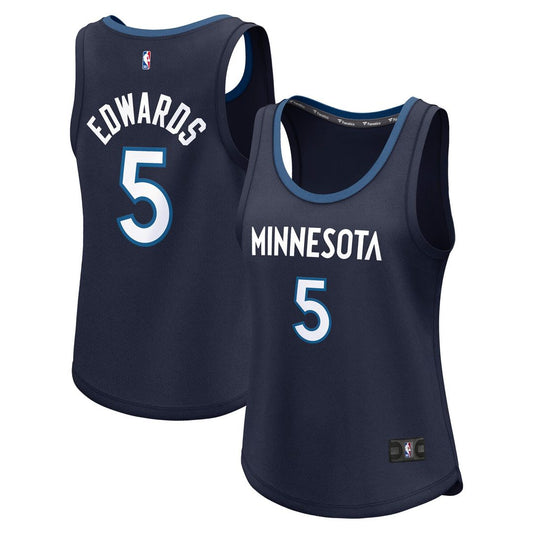 Anthony Edwards Minnesota Timberwolves Fanatics Women's Fast Break Player Jersey - Icon Edition - Navy Official NBA Team Apparel Basketball Fan Gear