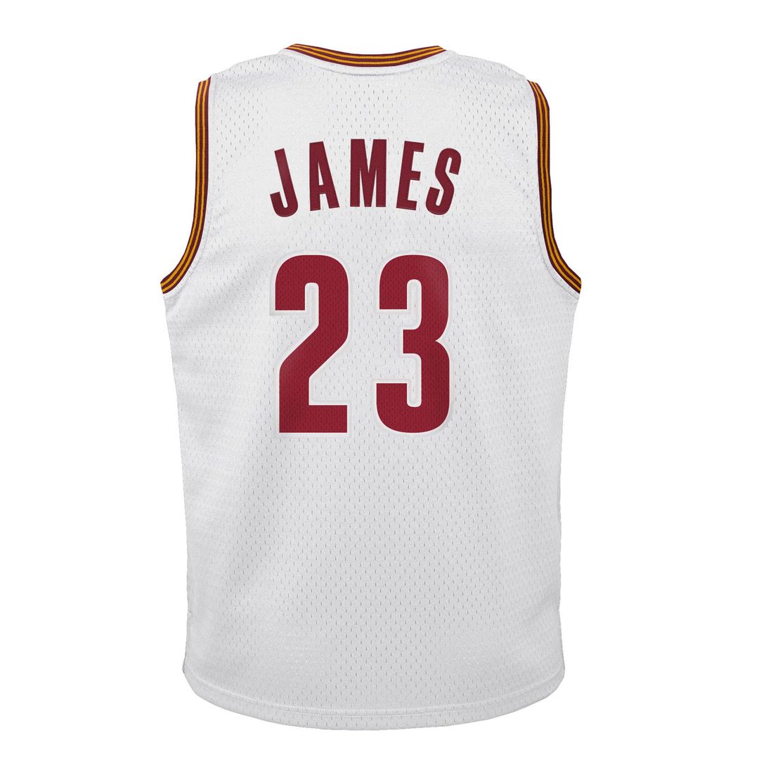 LeBron James Cleveland Cavaliers Mitchell & Ness Youth 2015-16 Hardwood Classics Swingman Throwback Home Jersey - White Official NBA Team Apparel Bask