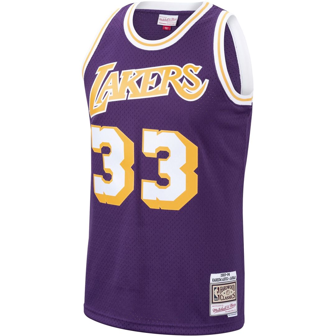 Kareem Abdul-Jabbar Los Angeles Lakers Mitchell & Ness Hardwood Classics Swingman Jersey - Purple Official NBA Team Apparel Basketball Fan Gear