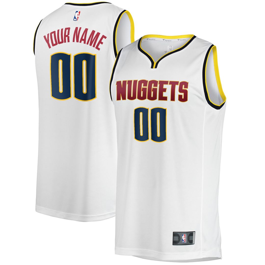 Denver Nuggets Fanatics Fast Break Custom Replica Jersey - Association Edition - White Official NBA Team Apparel Basketball Fan Gear