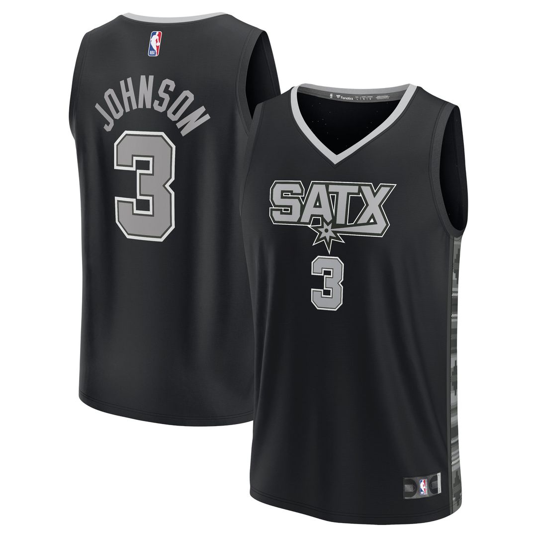 Keldon Johnson San Antonio Spurs Fanatics Fast Break Replica Player Jersey - Statement Edition - Black Official NBA Team Apparel Basketball Fan Gear