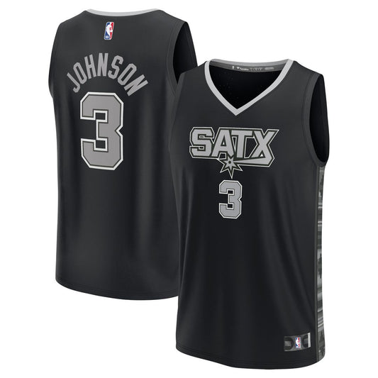 Keldon Johnson San Antonio Spurs Fanatics Fast Break Replica Player Jersey - Statement Edition - Black Official NBA Team Apparel Basketball Fan Gear