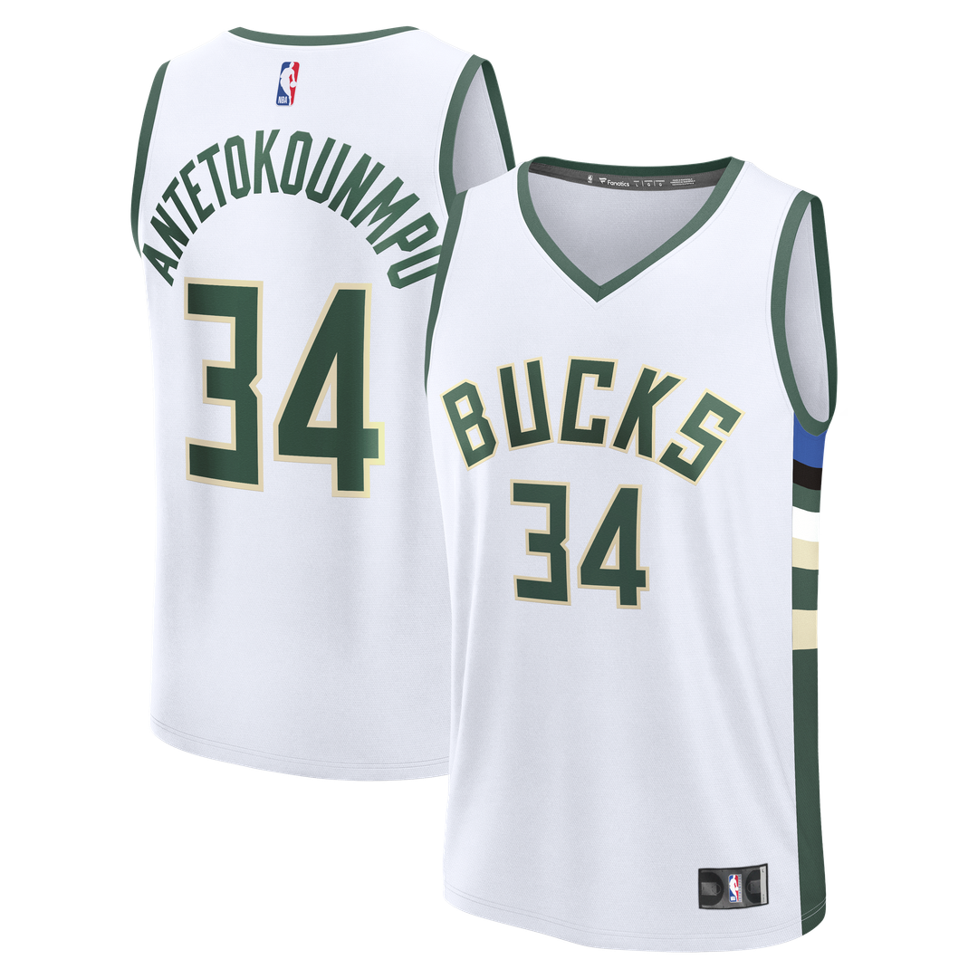 Giannis Antetokounmpo Milwaukee Bucks Fanatics Fast Break Replica Player Jersey - Association Edition - White Official NBA Team Apparel Basketball Fan
