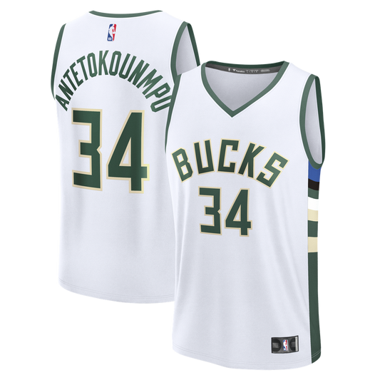 Giannis Antetokounmpo Milwaukee Bucks Fanatics Fast Break Replica Player Jersey - Association Edition - White Official NBA Team Apparel Basketball Fan