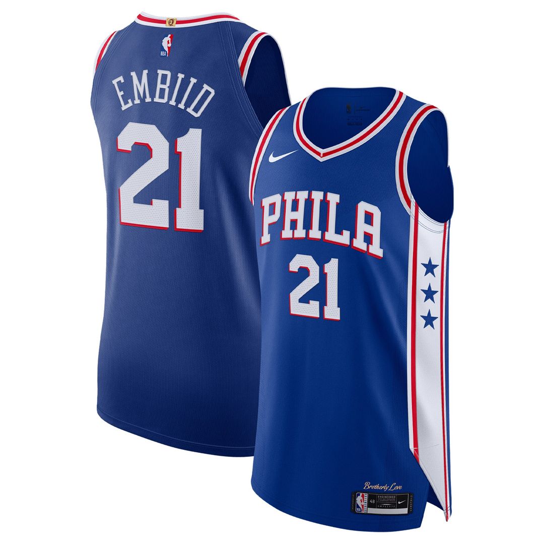 Joel Embiid Philadelphia 76ers Nike Authentic Jersey - Icon Edition - Royal Official NBA Team Apparel Basketball Fan Gear