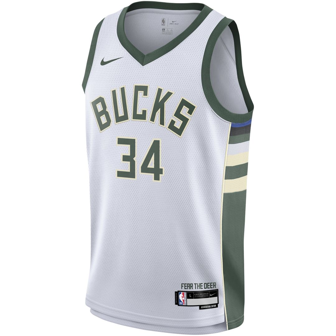 Giannis Antetokounmpo Milwaukee Bucks Nike Youth Swingman Jersey - Association Edition - White Official NBA Team Apparel Basketball Fan Gear