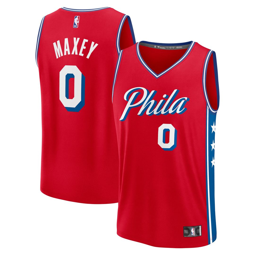 Tyrese Maxey Philadelphia 76ers Fanatics Fast Break Replica Player Jersey - Statement Edition - Red Official NBA Team Apparel Basketball Fan Gear