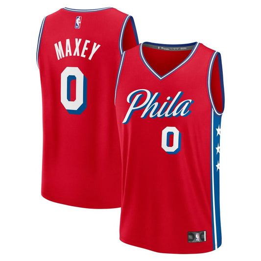 Tyrese Maxey Philadelphia 76ers Fanatics Fast Break Replica Player Jersey - Statement Edition - Red Official NBA Team Apparel Basketball Fan Gear