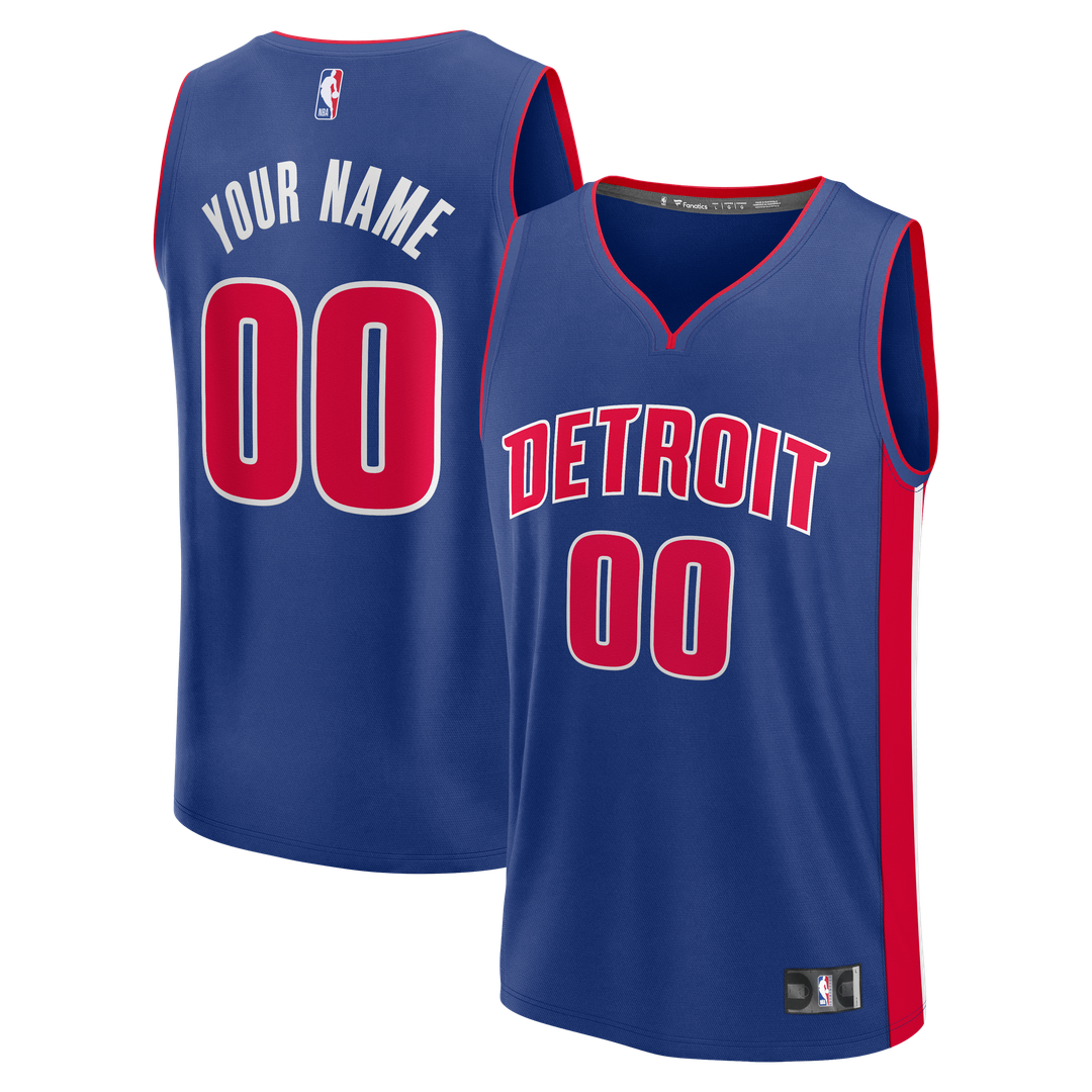 Detroit Pistons Fanatics Fast Break Custom Jersey - Icon Edition - Blue Official NBA Team Apparel Basketball Fan Gear