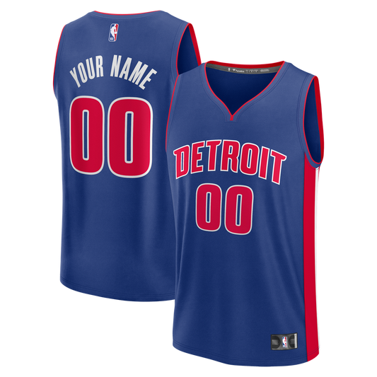 Detroit Pistons Fanatics Fast Break Custom Jersey - Icon Edition - Blue Official NBA Team Apparel Basketball Fan Gear