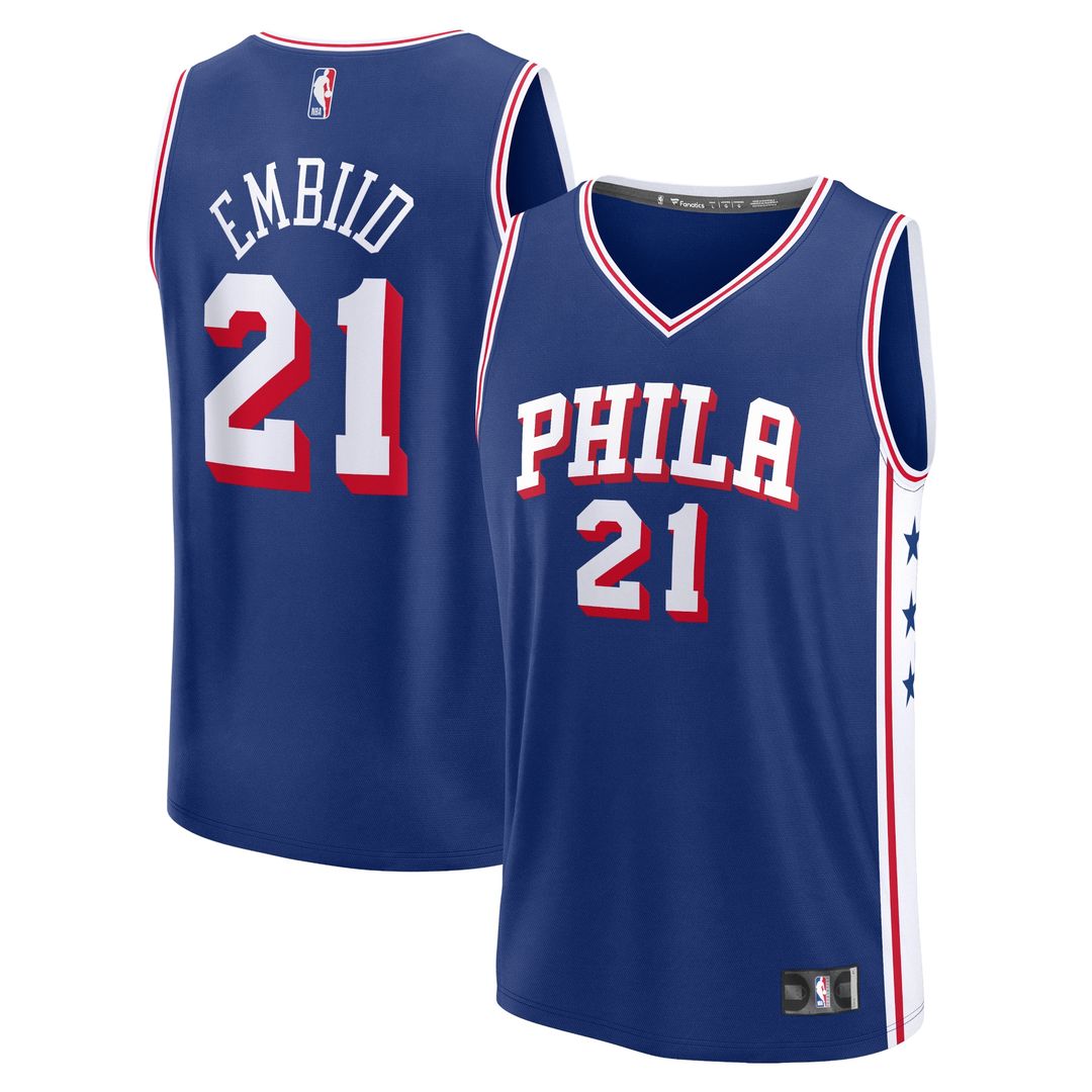 Joel Embiid Philadelphia 76ers Fanatics Fast Break Replica Jersey - Icon Edition - Royal Official NBA Team Apparel Basketball Fan Gear
