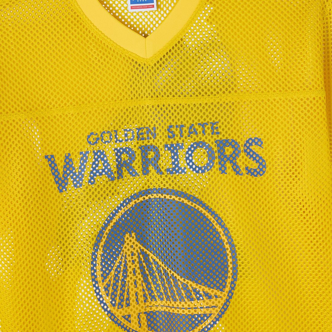 Golden State Warriors OVO x NBA Mesh Football Fashion Jersey - Gold Official NBA Team Apparel Basketball Fan Gear