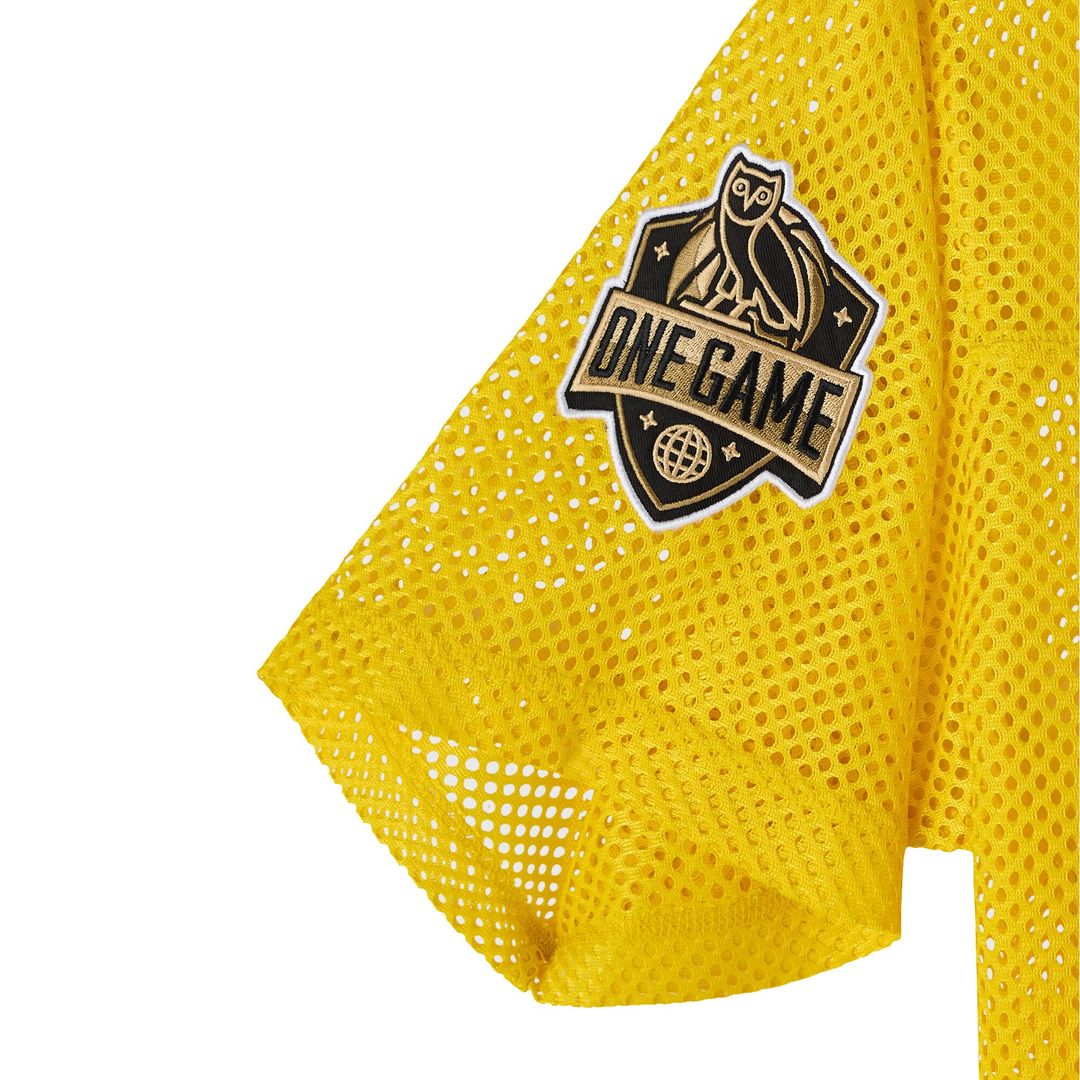 Golden State Warriors OVO x NBA Mesh Football Fashion Jersey - Gold Official NBA Team Apparel Basketball Fan Gear