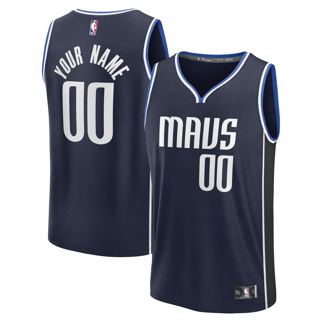 Dallas Mavericks Fanatics Fast Break Custom Jersey - Icon Edition - Blue Official NBA Team Apparel Basketball Fan Gear