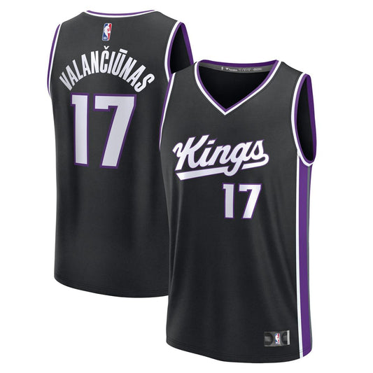 Jonas Valančiūnas Sacramento Kings Fanatics Youth Fast Break Replica Player Jersey - Black - Icon Edition Official NBA Team Apparel Basketball Fan Gea