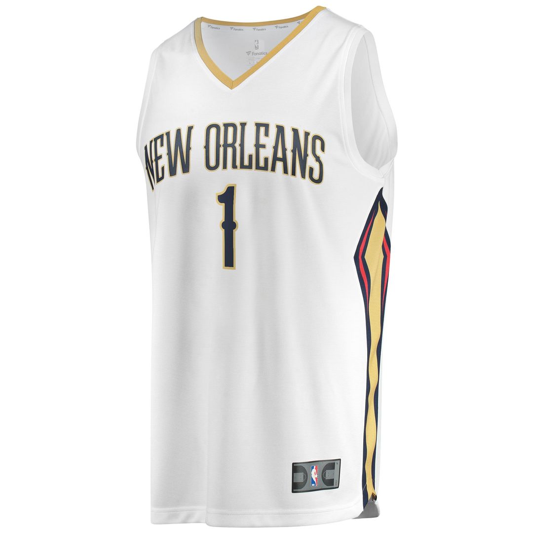 Zion Williamson New Orleans Pelicans Fanatics Replica Fast Break Jersey White - Association Edition Official NBA Team Apparel Basketball Fan Gear