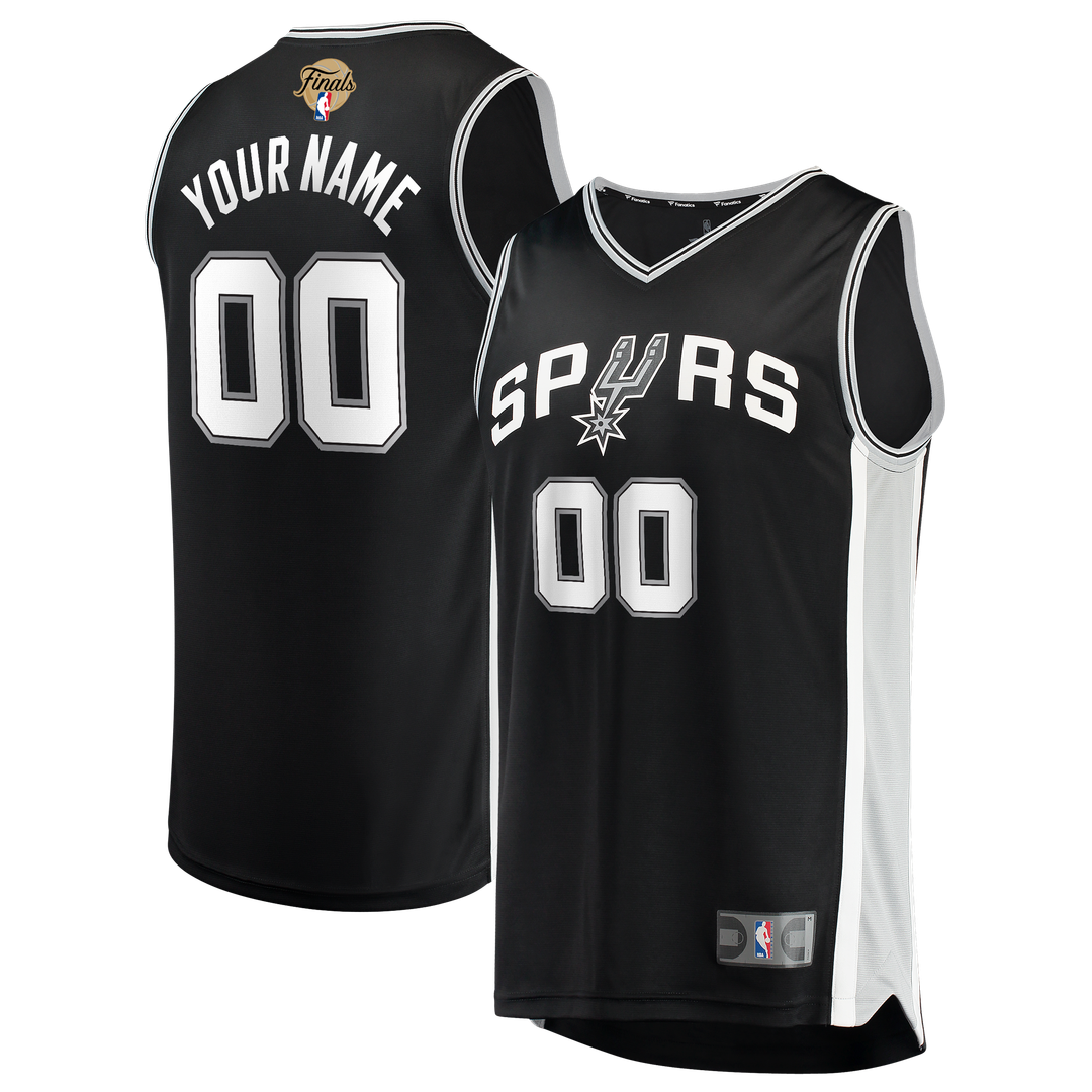 San Antonio Spurs Fanatics 2026 NBA Finals Patch Fast Break Custom Jersey - Black - Icon Edition Official NBA Team Apparel Basketball Fan Gear