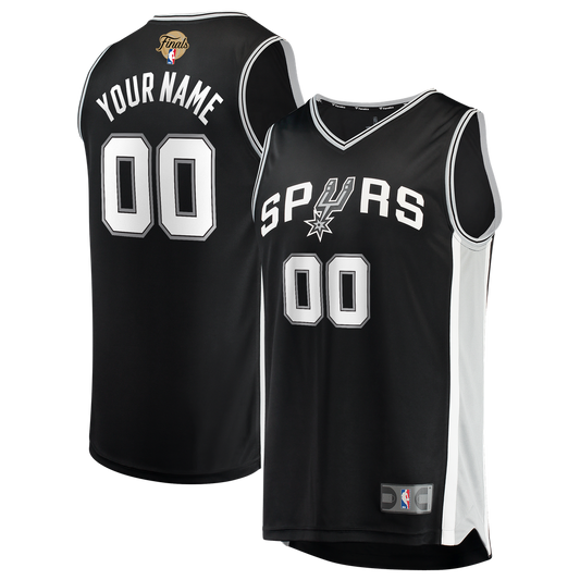 San Antonio Spurs Fanatics 2026 NBA Finals Patch Fast Break Custom Jersey - Black - Icon Edition Official NBA Team Apparel Basketball Fan Gear