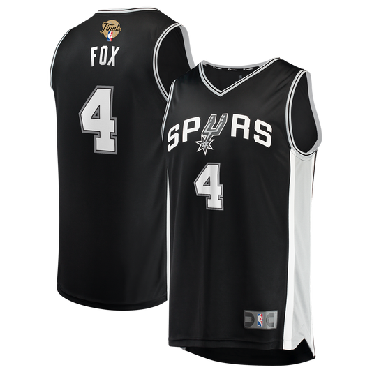 De'Aaron Fox San Antonio Spurs Fanatics 2026 NBA Finals Patch Fast Break Jersey - Icon Edition - Black Official NBA Team Apparel Basketball Fan Gear