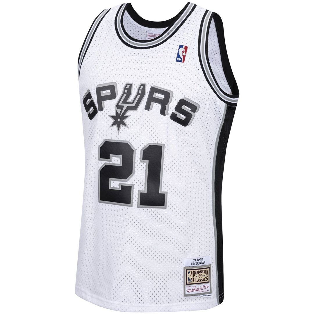 Tim Duncan San Antonio Spurs Mitchell & Ness 1998/99 Hardwood Classics Swingman Jersey - White Official NBA Team Apparel Basketball Fan Gear
