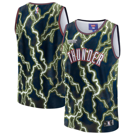 Oklahoma City Thunder NBA & KidSuper Studios by Fanatics Unisex Hometown Jersey - Black Official NBA Team Apparel Basketball Fan Gear