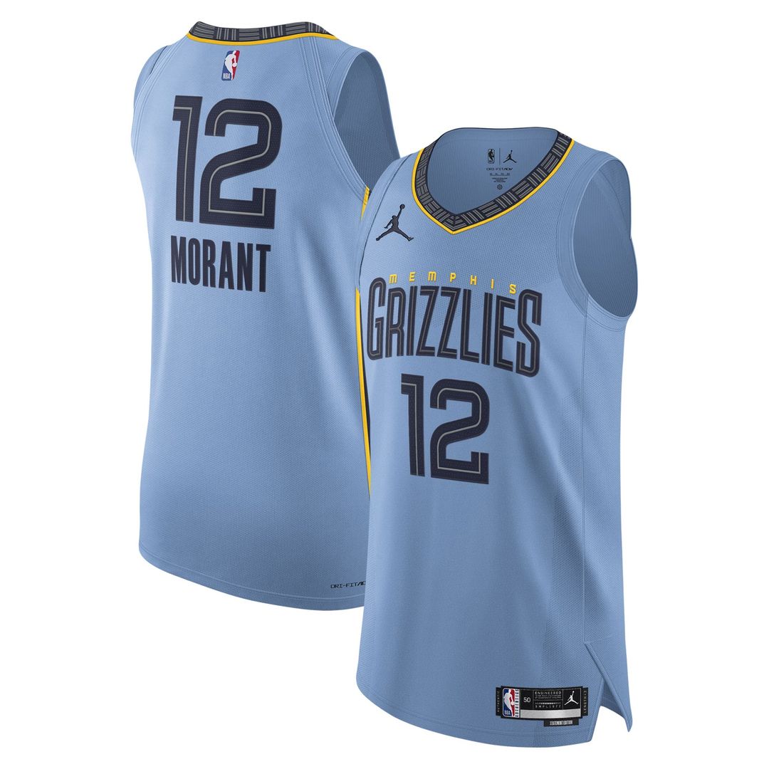 Ja Morant Memphis Grizzlies Jordan Brand Authentic Player Jersey - Statement Edition - Light Blue Official NBA Team Apparel Basketball Fan Gear